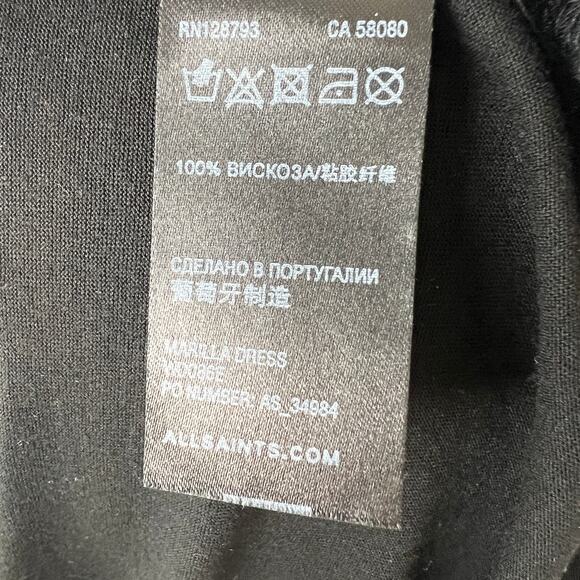 ALLSAINTS Marilla Black Sleeveless Round Neck Twist Side Bodycon Dress Size 2 - Picture 8 of 8